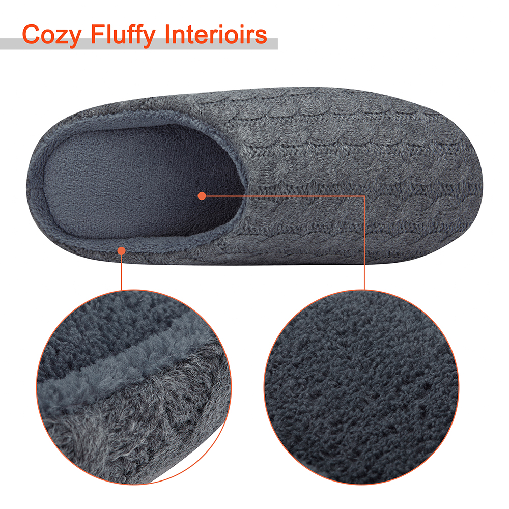Men Women Slip on Fuzzy Slippers Memory Foam House Outdoor Indoor Warm Plush New - Picture 24 of 27