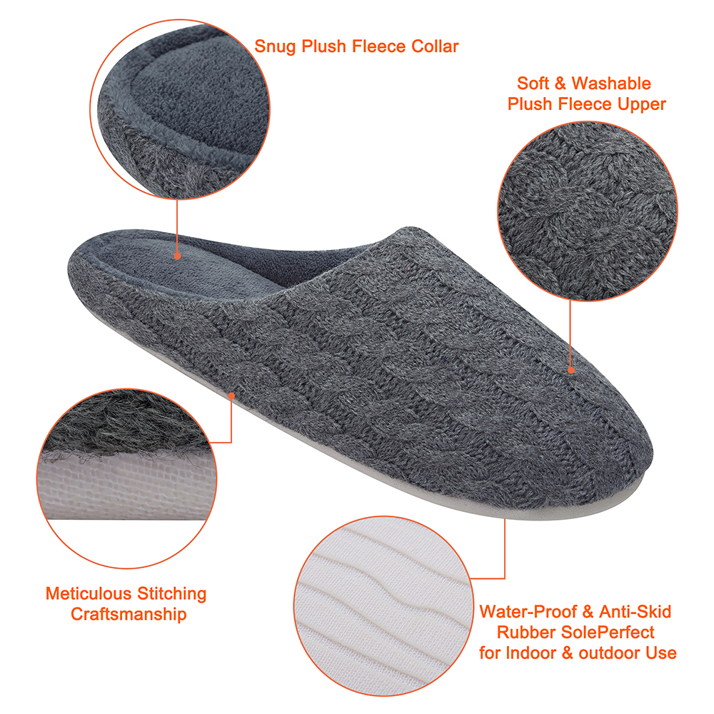 Men Women Slip on Fuzzy Slippers Memory Foam House Outdoor Indoor Warm Plush New - Picture 26 of 27