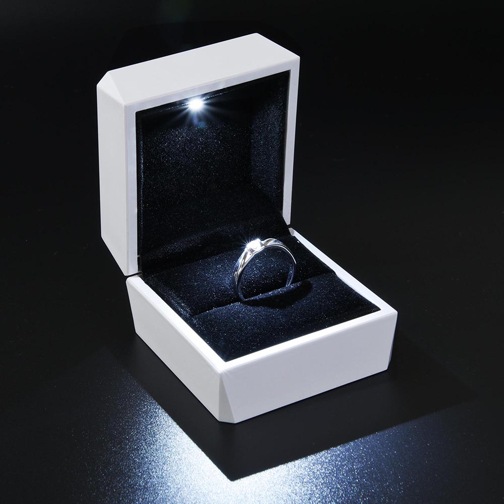 LED Lighted Ring Box Earring Necklace Case Wedding Engagement Jewelry Display