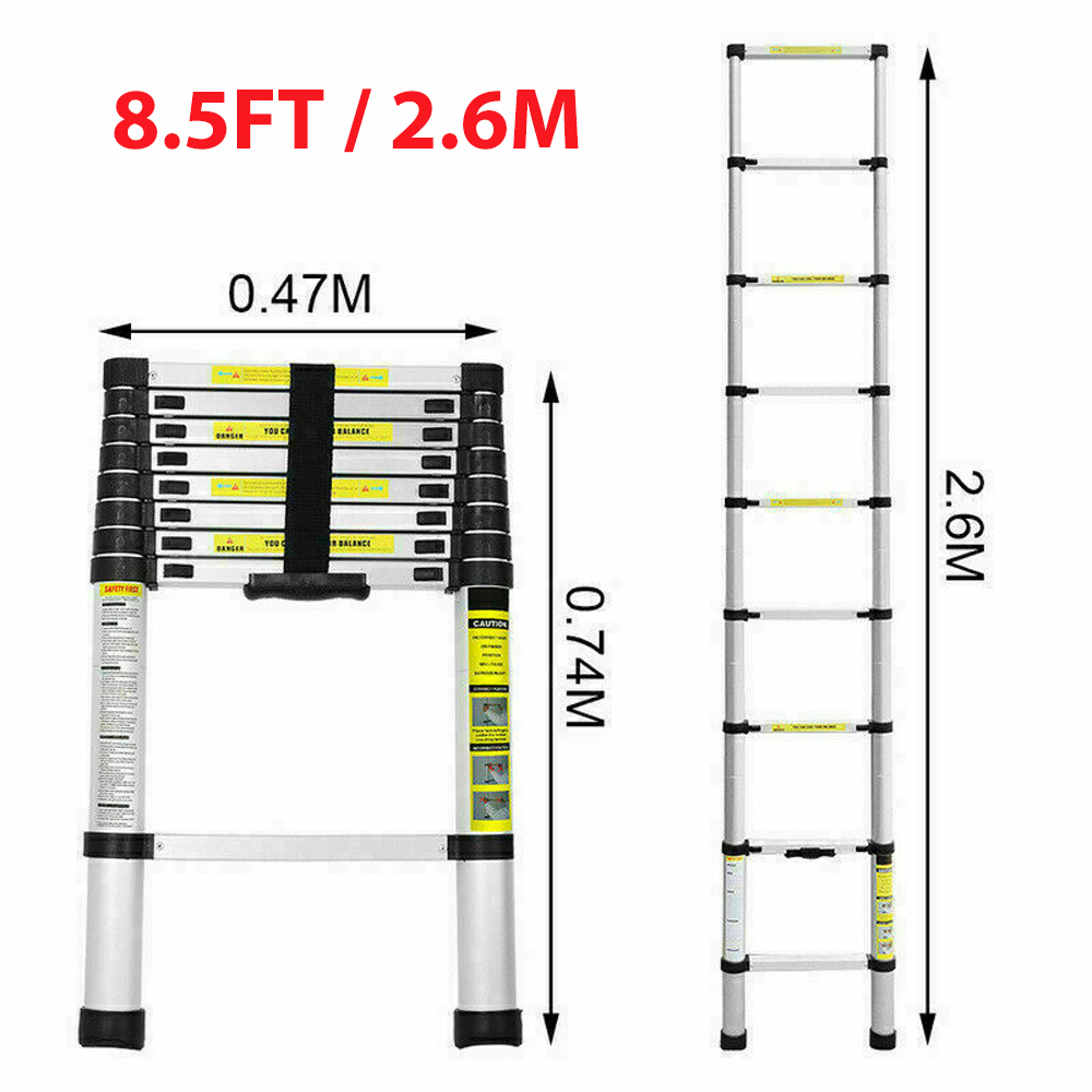 Details about   8.5/10.5/12.5/16.5 FT Telescoping Ladder Telescopic Extension Extendable Step 