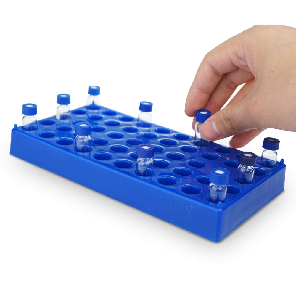 10 Packs Vial Rack Single Blue Holds 50 Standard 12 mm 2 mL vials ...