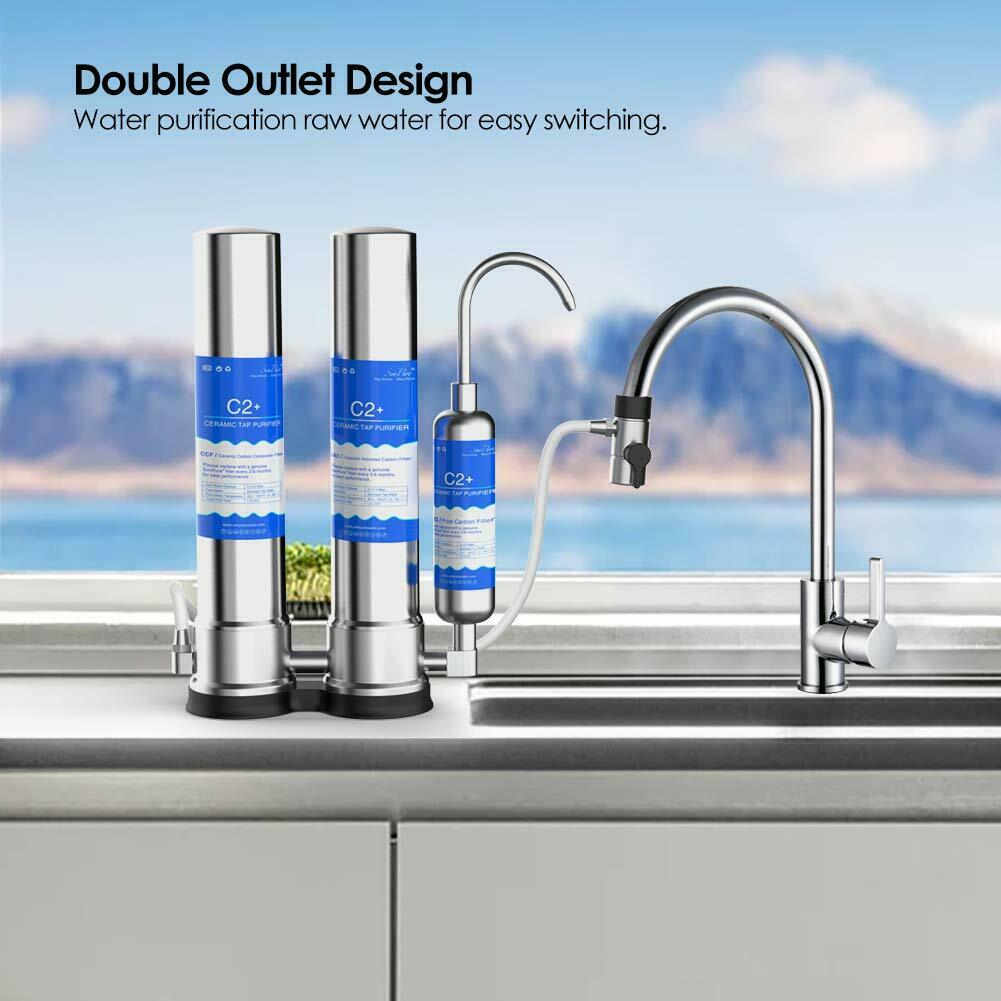 Dual Countertop Drinking Water Filter Carbon Block Purified Water