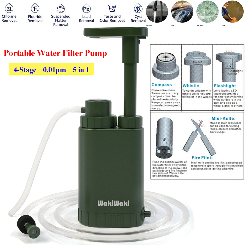 Water Filter Filtration Purifier Portable Hand Operated Pump