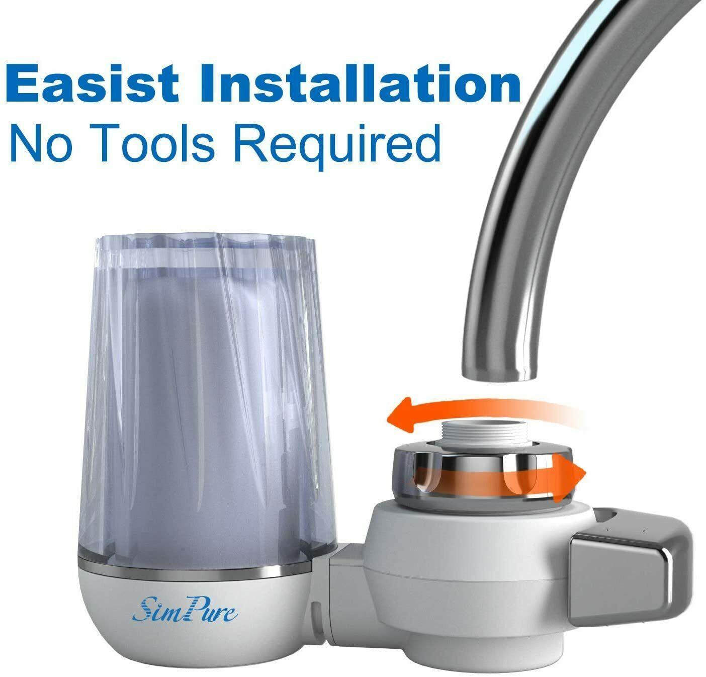 Water Faucet Filtration System,Tap Filter w/ Activated Carbon,Easy