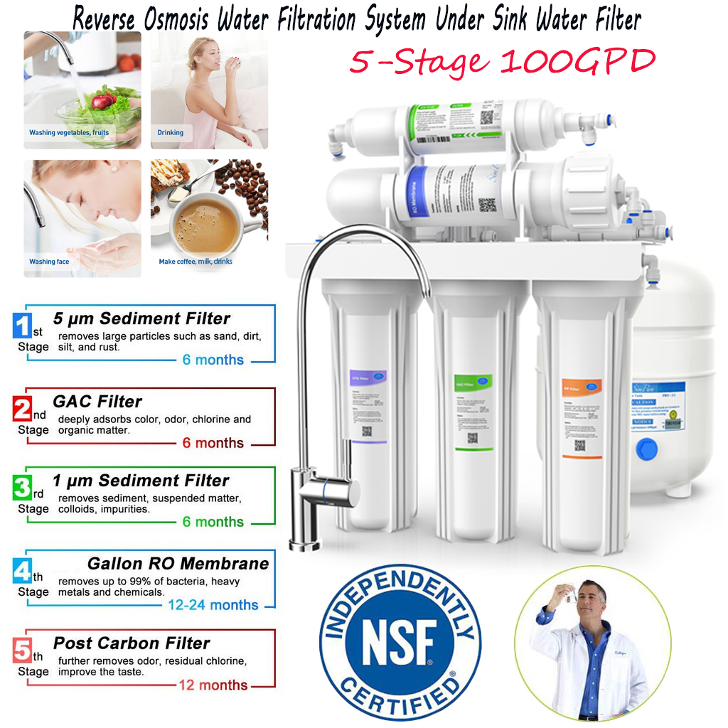 100g Ro Reverse Osmosis Drinking Water Filter System 5stage Certified Ultra Safe Ebay