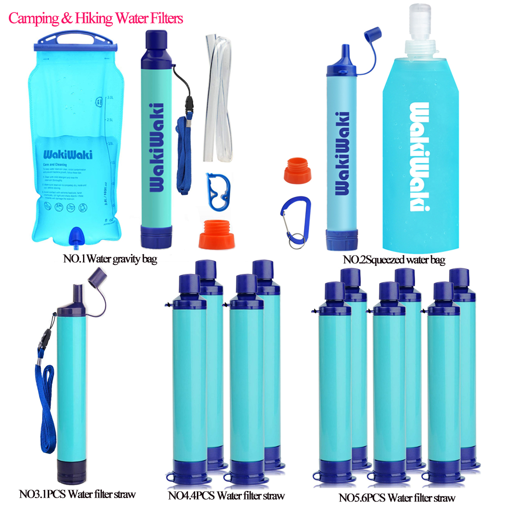 4x Water Filter Straw Outdoor Purification Emergency Blue for lake,river,stream
