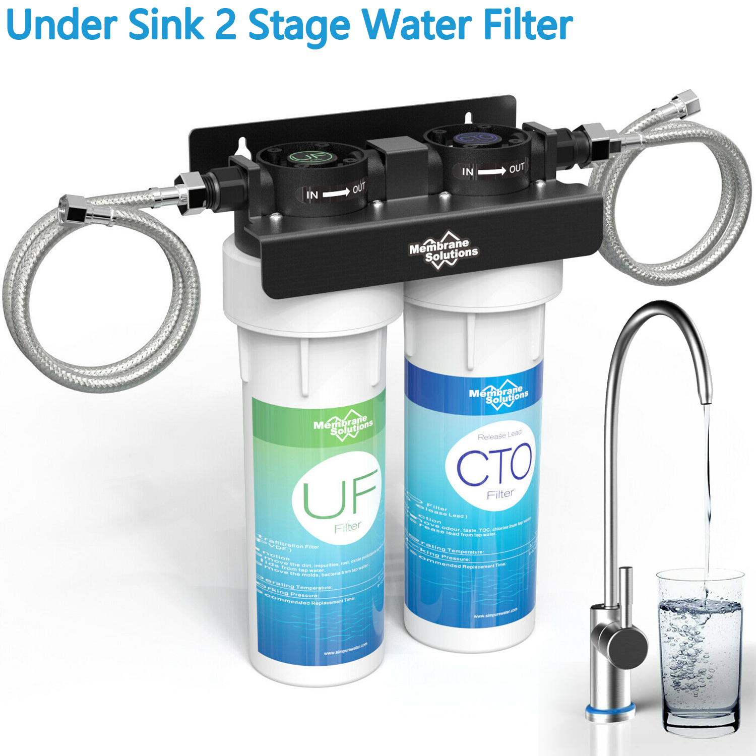 Under Sink 2 Stage Water Filter UF Membrane Filtration System CTO+UF10''Kitchen eBay