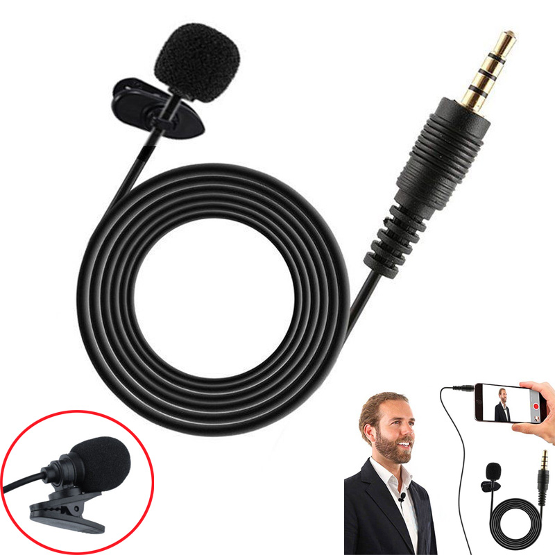 3.5mm Clip on Lapel Mini Lavalier Mic Microphone For Mobile Phone PC