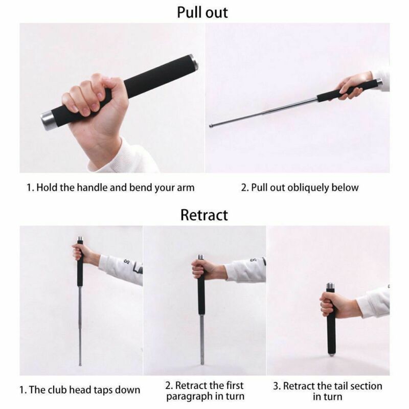 3 in 1 Retractable Telescopic Hiking Security Stick 21/26'' Self