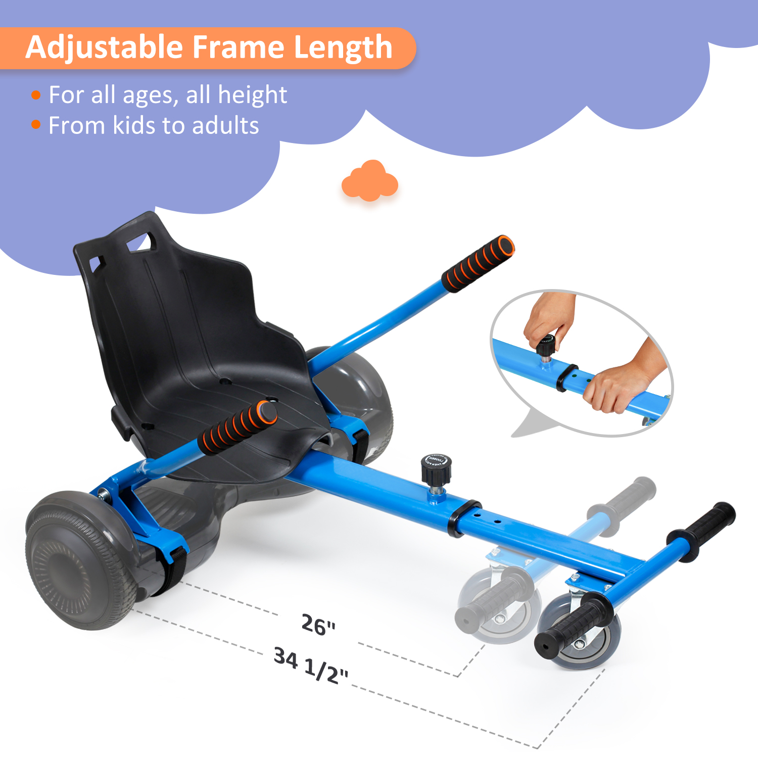 Hoverkart Electric Hoverboard Gokart Conversion Kit Adjustable Go Cart