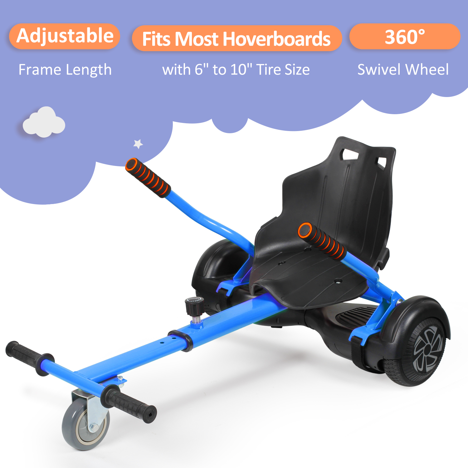 Hoverkart Electric Hoverboard Gokart Conversion Kit Adjustable Go Cart