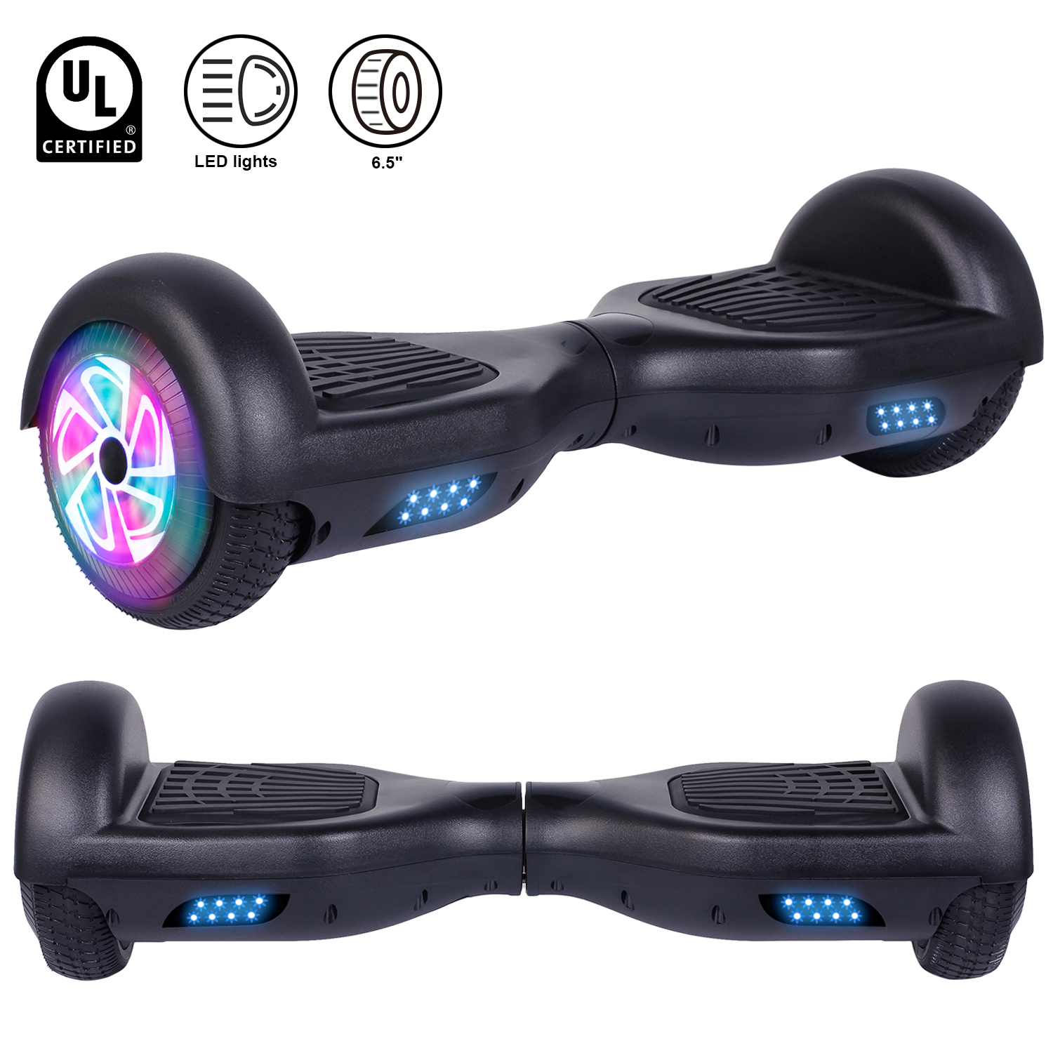 Black Self Balancing Electric Scooter Hoverboard no bag With Blue Hoverkart US 