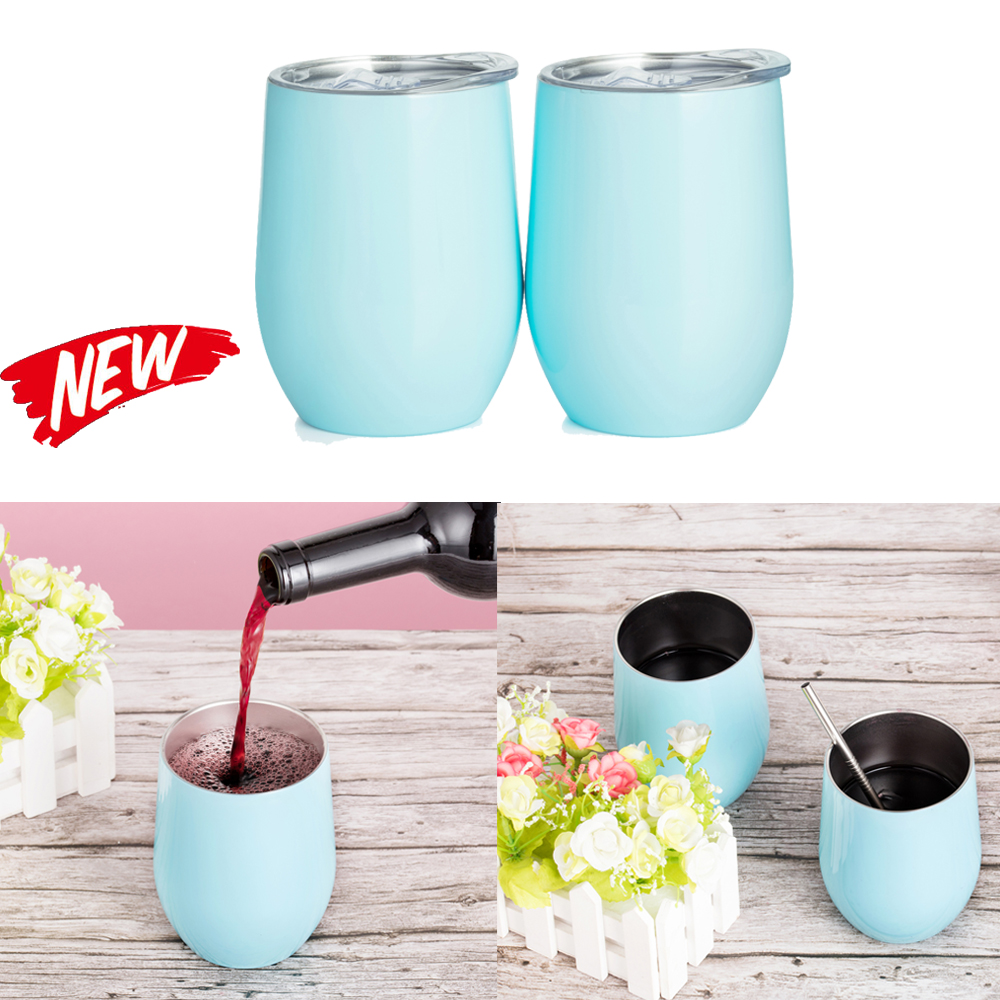 350ml Double Wall Stainless Steel Stemless Vacuum Insulated Wine Glass With Lids 313108412430 Ebay 5264