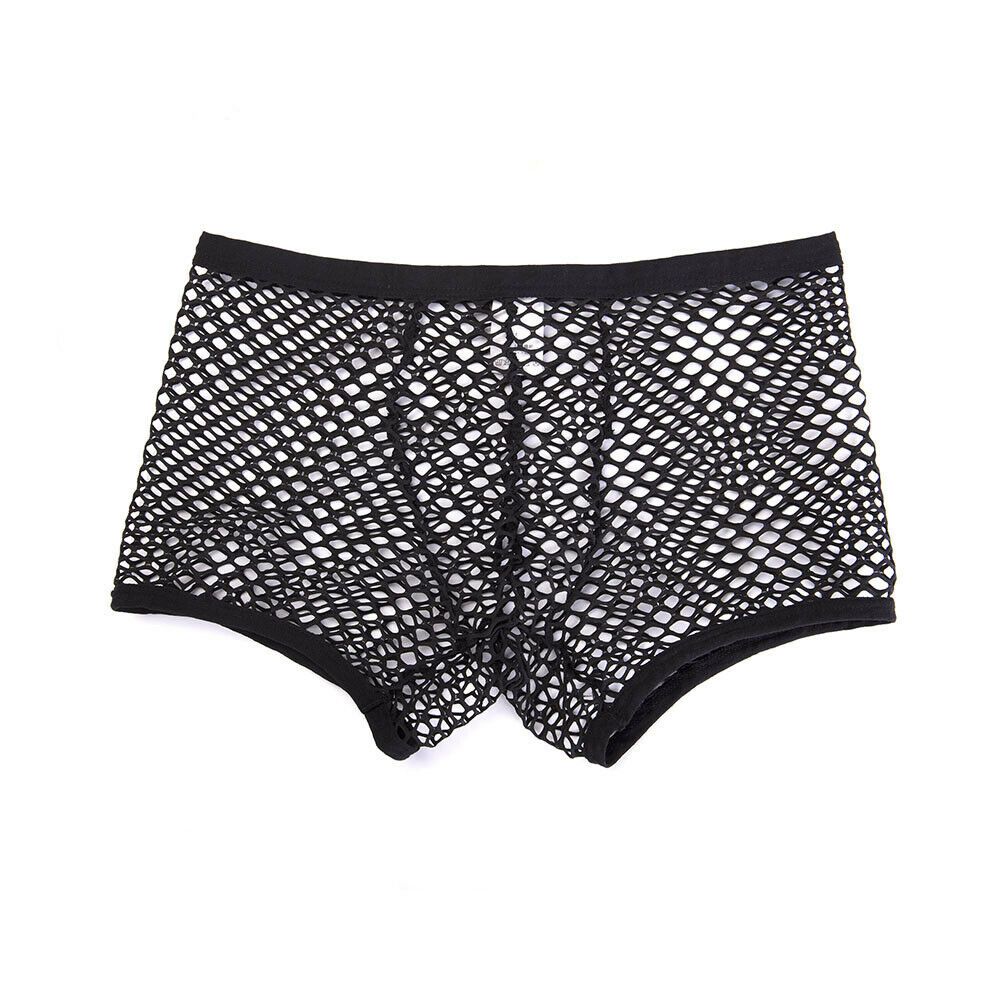 SEXY MEN SHEER Mesh Pouch Boxer Briefs See-through Underwear Panties ...