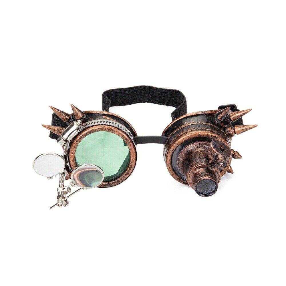 Accesorios de Halloween Gothic Goggles con Luces LED Fiesta BYJIN Punk Goggles Cosplay Juegos de rol Steam Punk Goggles Eye Magnifier Glasses Accesorios de Ropa 
