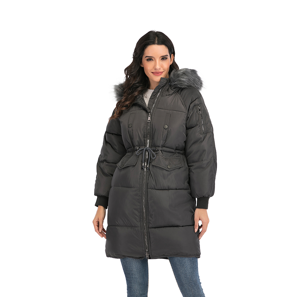 Download US Womens Long Puffer Hooded Coat Button Front Puffer Down ...