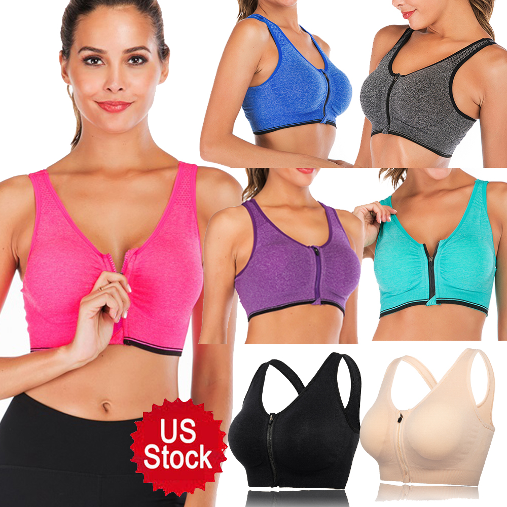 front closure padded sports bra
