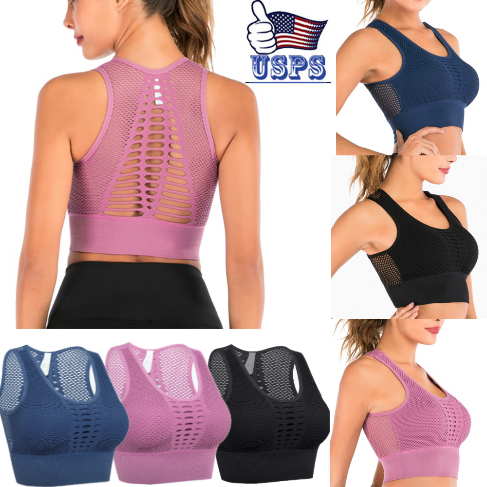 New Women Stretch Shockproof Yoga Bra no Padded Tank Tops Seamless Sports Bra LZ