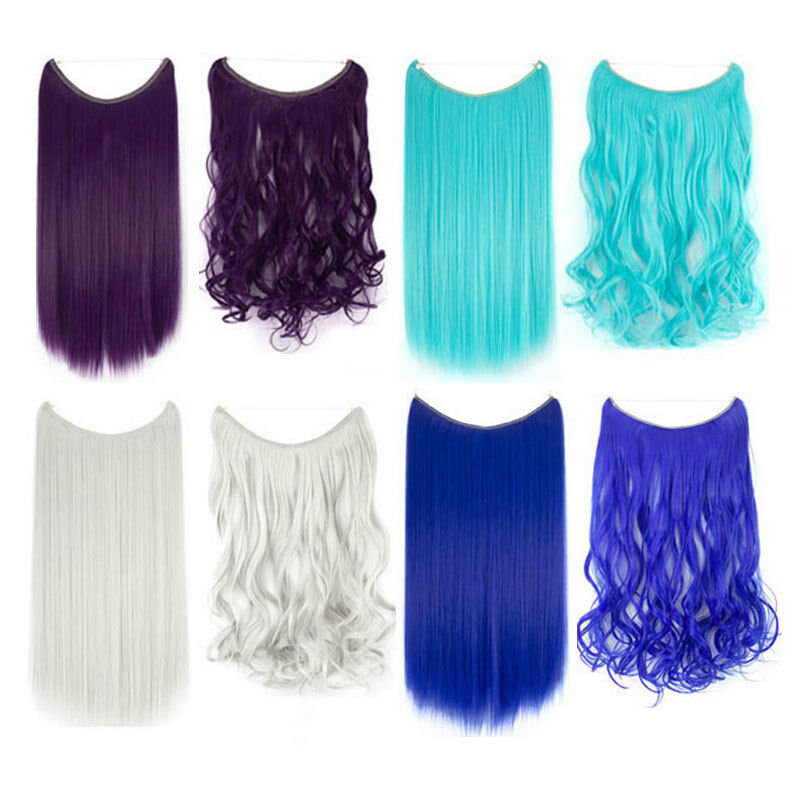 Hot Nonclips Fish Line Hair Extensions Women Synthetic