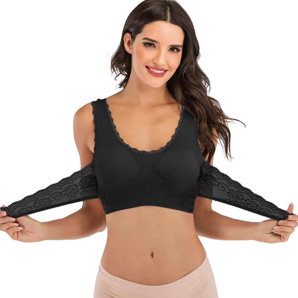 HOMETA Women Seamless Lace Sports Bras Cross Front Side Buckle Lounge Bra Yoga Workout Activewear 