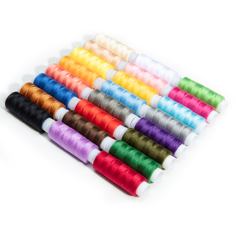 US Household 24 Spool Sewing Thread Polyester Assorted Color 200 Yards