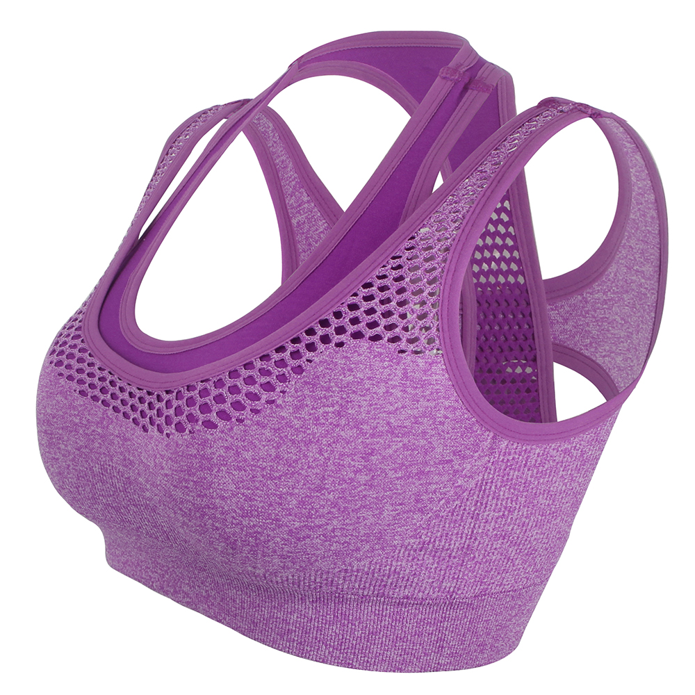 Women's Double Protection Strap Yoga Bra Cropped Underwear Nylon Sport ...
