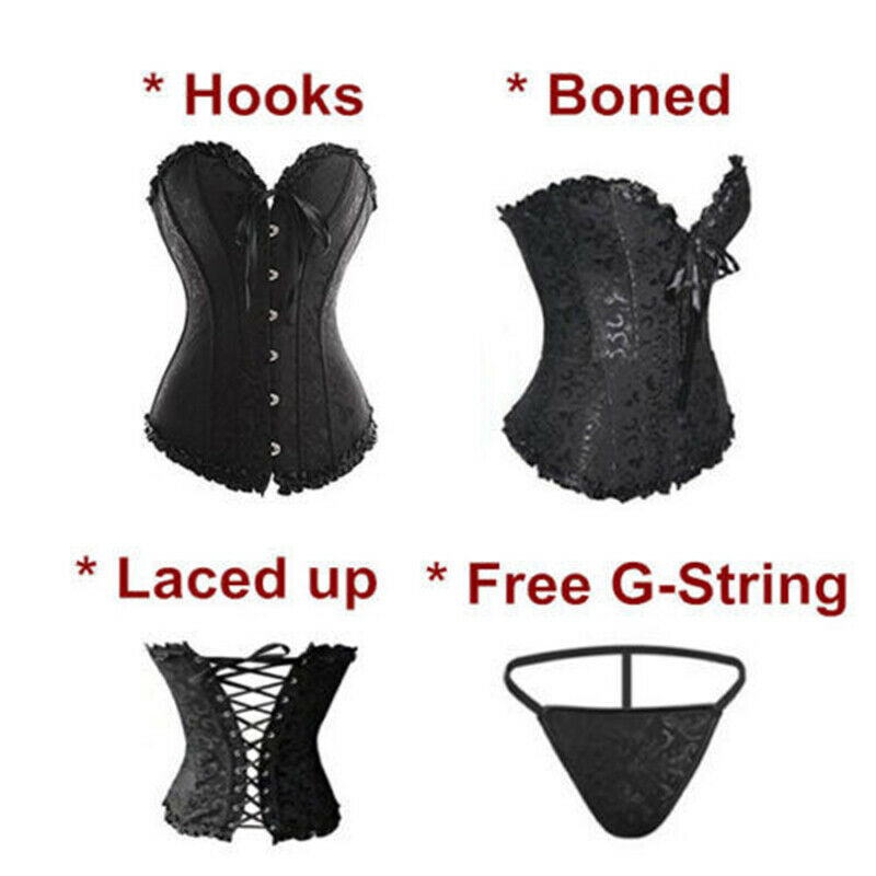 Women Lace Up Shapewear Corset Bustier Basque Dress Waist Trainer