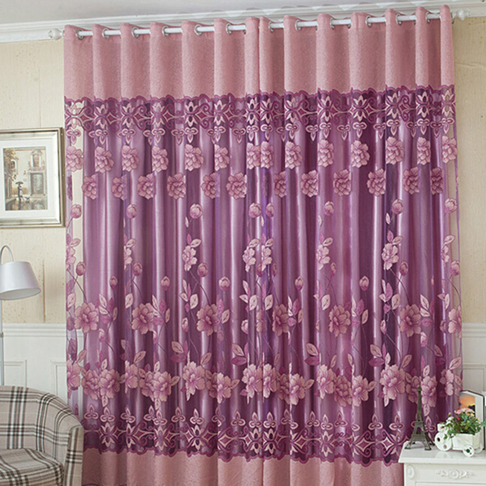 US HOT Modern Valances Floral Tulle Voile Door Window Curtain Drape Panel Sheer 