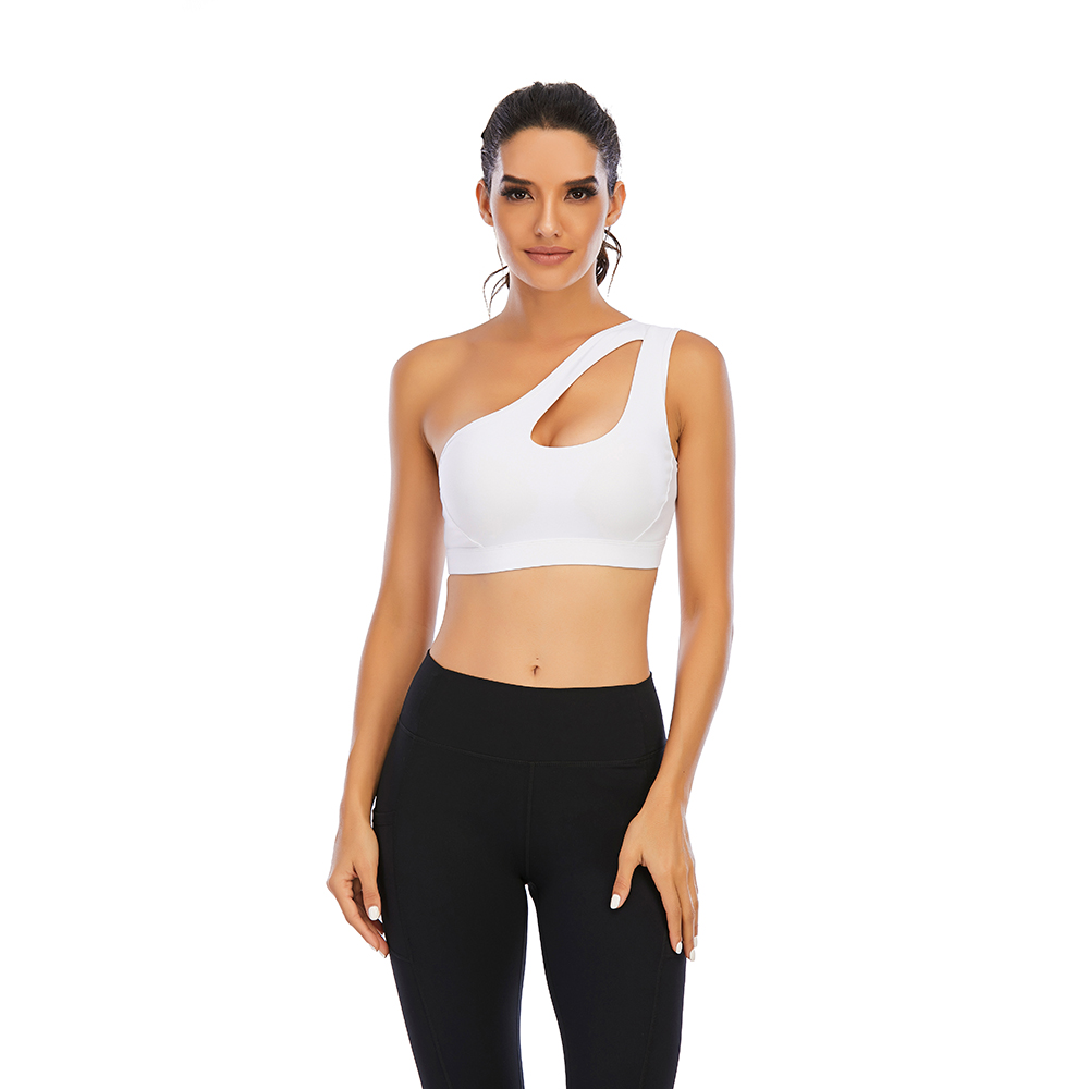 Soutiens-gorge de sport femme à une épaule fitness yoga gymnase gilet  rembourré