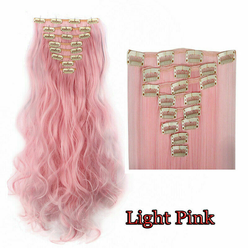 8 Clips Thick Clip In Hair Extensions Full Head Natural As Human Real Long Hot